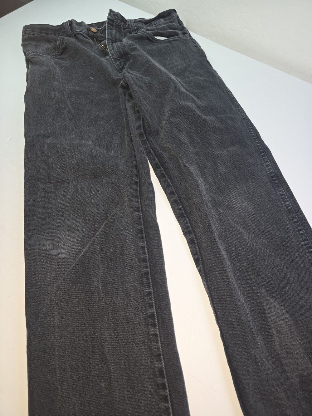 Rustler Mens Regular Fit Straight Black Denim Jeans Size 33x32